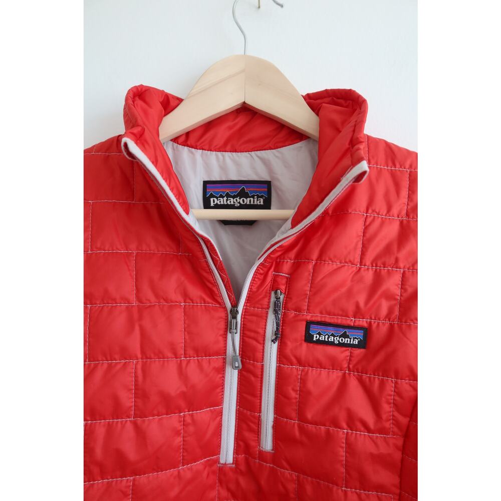 Patagonia Nano Puff Pullover Puffer Jacket Quarter Zip Quilted Red Womens Medium - Picture 3 of 7
